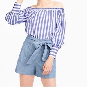 Chambray J Crew Twist High Waisted Shorts
